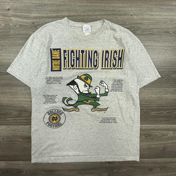 Vintage Notre Dame Shirt Mens Large Double Sided College Football 90s USA - Picture 1 of 8